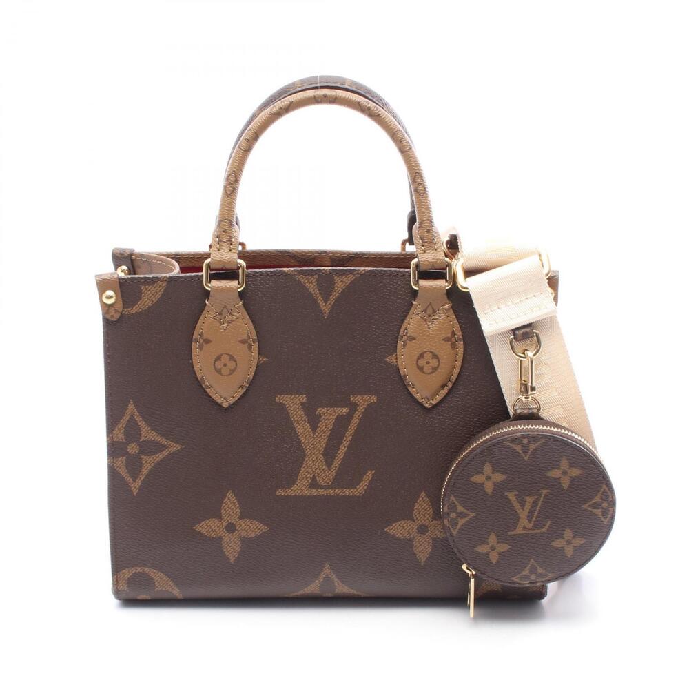 Louis Vuitton OnTheGo Monogram Giant Reverse Top Handle Bag Canvas Beige Brown